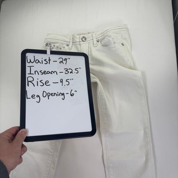Women's Grace In L.A. White Embellished Pockets Jeweled Jeans Size 9/28 rn128119 - Picture 8 of 9